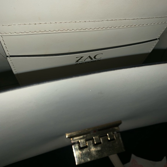 Zac Posen White Leather Tote with Black Embroidery - Picture 6 of 8